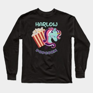 Harlow And Popcorn Funny Popcorn The Pony Long Sleeve T-Shirt